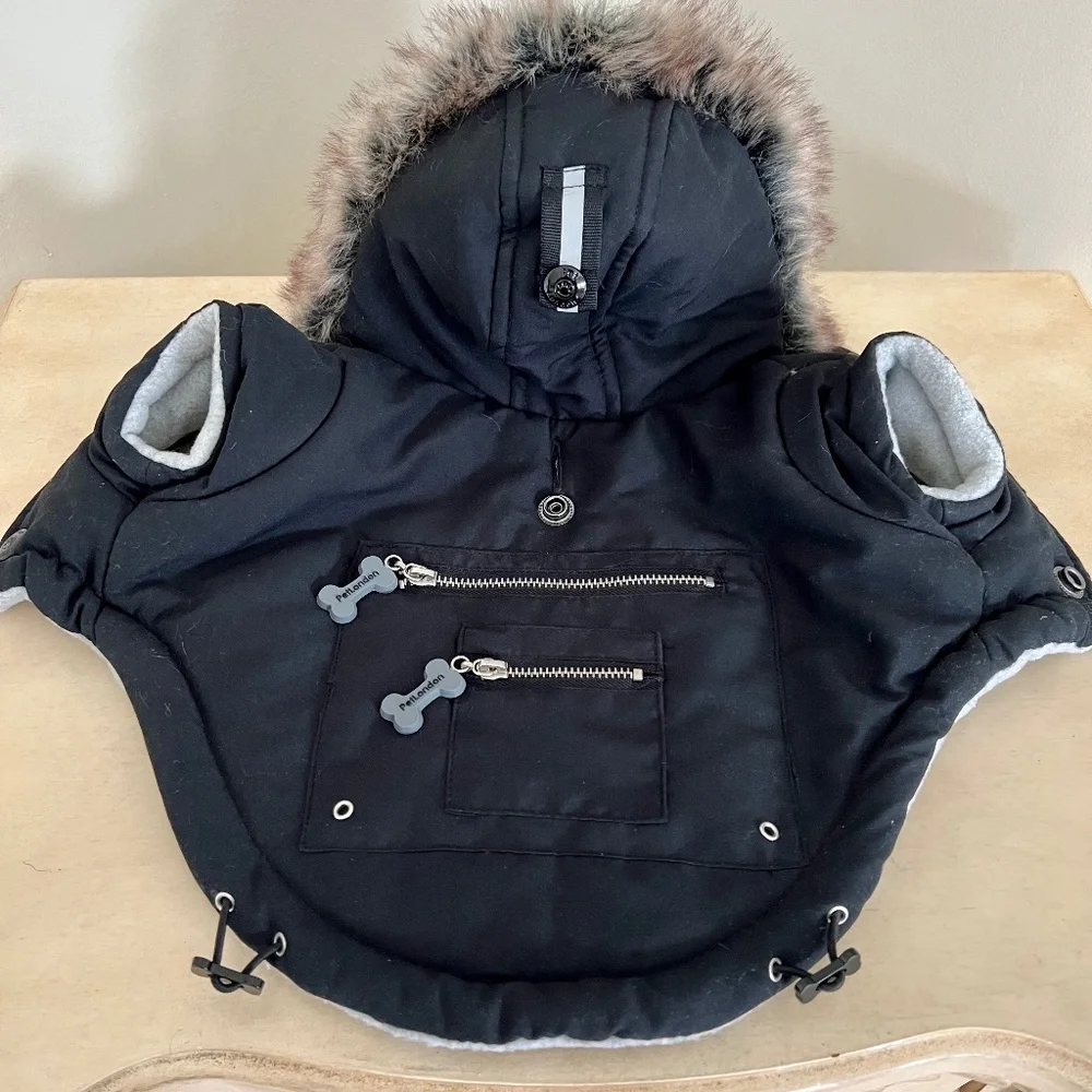 🐶 Faux Fur Hooded Dog Coat- NWOT - Size SMALL 🐶